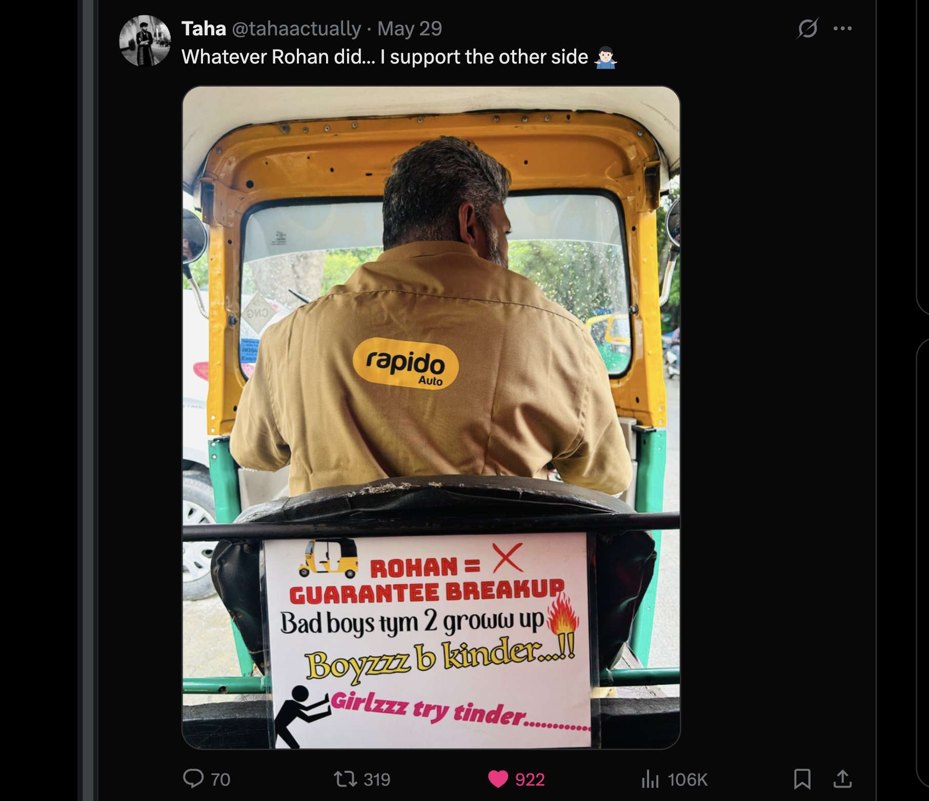 Peak Bengaluru Moment: Bengaluru Rapido Driver’s Anti-Rohan Message Breaks the Internet Peak Bengaluru Moment: Bengaluru Rapido Driver’s Anti-Rohan Message Breaks the Internet