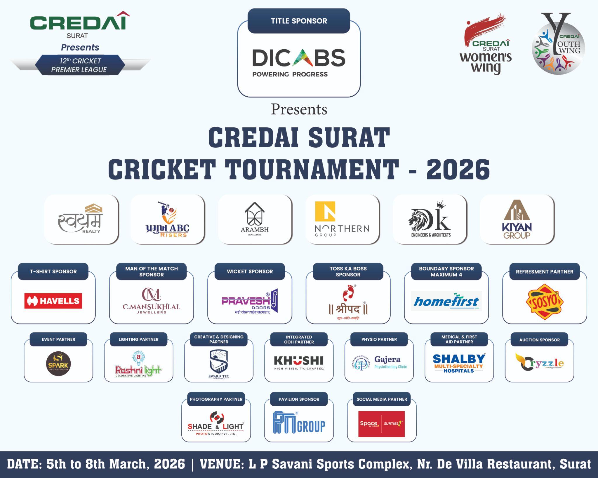 CREDAI Surat 12th Cricket Tournament 2026