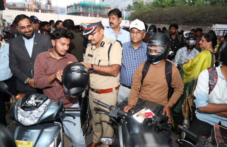 Helmet Distribution Drive Held in Hyderabad to Promote Road Safety
