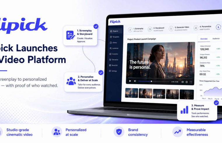 Flipick Launches AI Video Platform That Creates, Personalizes, Delivers and Measures Effectiveness of Cinematic Video at Scale