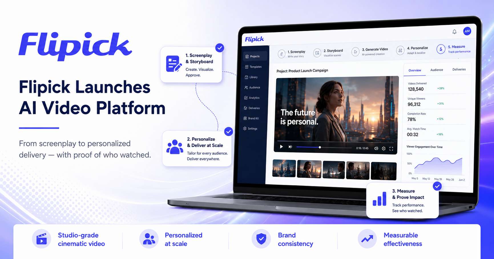 Flipick Launches AI Video Platform That Creates, Personalizes, Delivers and Measures Effectiveness of Cinematic Video at Scale